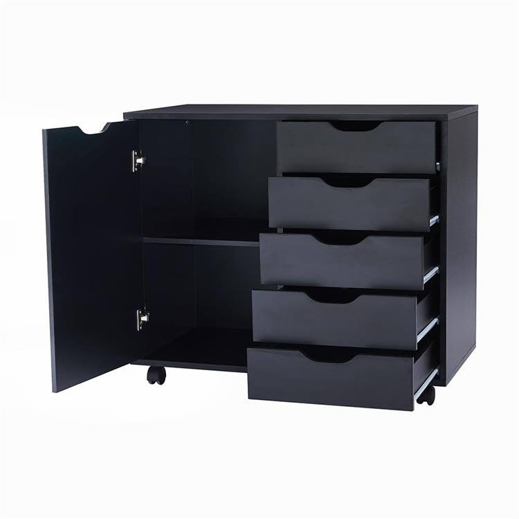 Black 5-Drawer Storage Cabinet with Shelves S68410