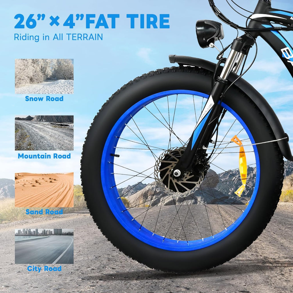 Two 2000W Electric Bikes with 48V 20Ah Removable Batteries 21 Speed Hydraulic Disc Brake (Blue + Blue) Z255