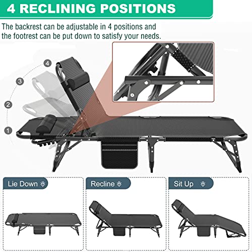 Adjustable 4-Position Folding Camping Cot with Pillow Y134858