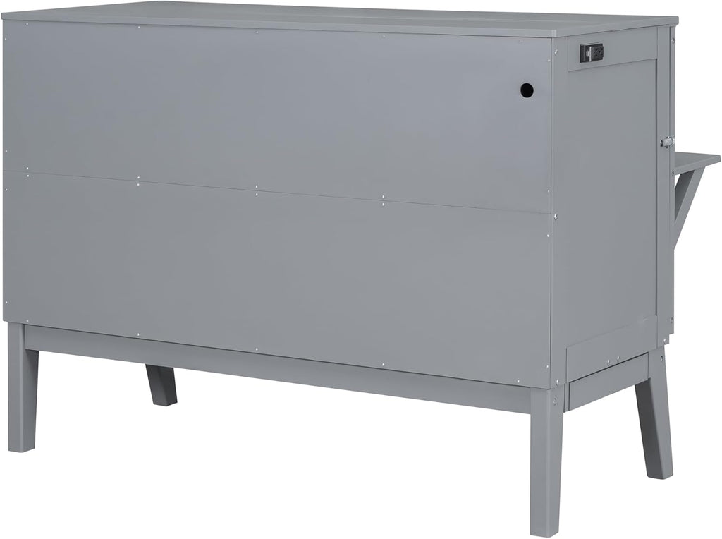 Grey Queen Murphy Bed with Desk Board and Removable Shelves J93327