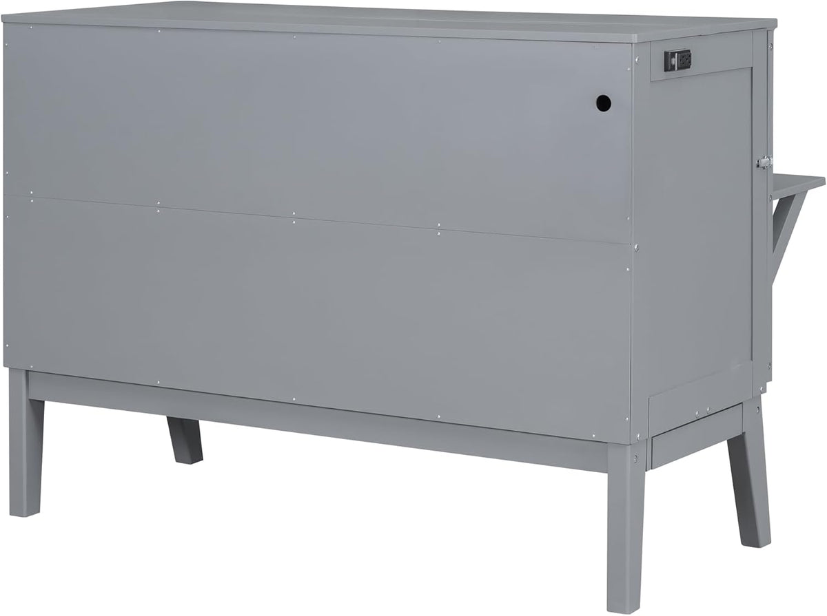 Grey Queen Murphy Bed with Desk Board and Removable Shelves J93327