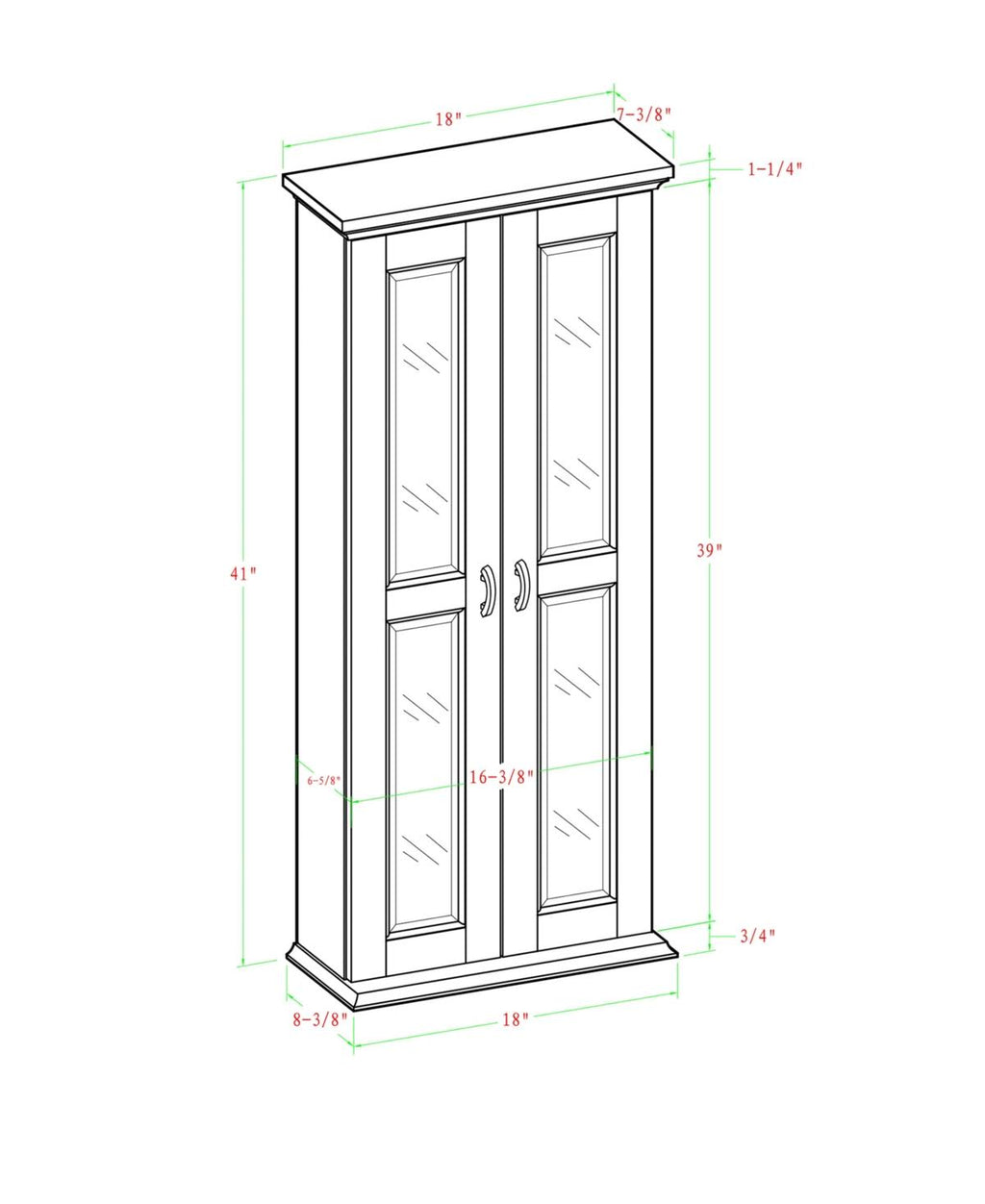 41x22 Wood Media Storage Tower Cabinet Brown Y60285