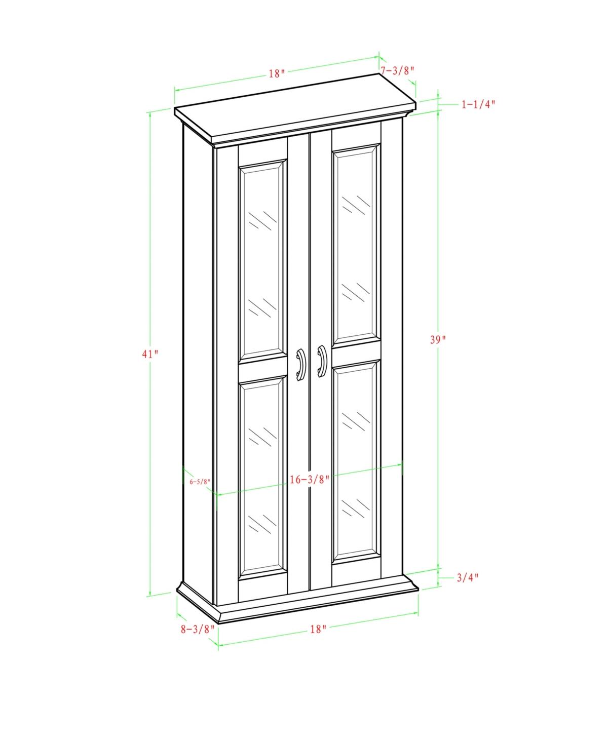 41x22 Wood Media Storage Tower Cabinet Brown Y60285