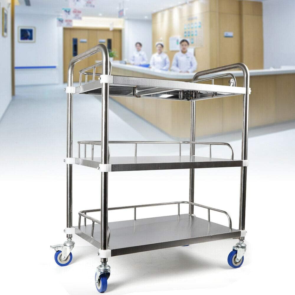 3 Layers Stainless Steel Cart Trolley with Lockable Wheels X2393