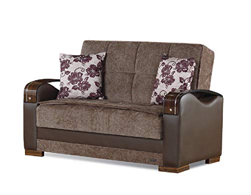 Brown Convertible Sofa Bed with Storage Space Includes 2 Pillows R71272