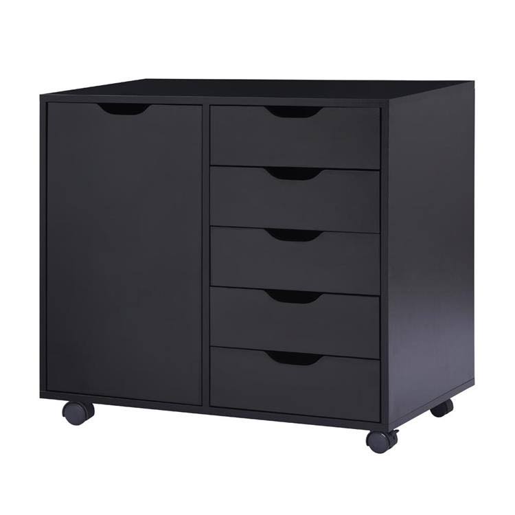 Black 5-Drawer Storage Cabinet with Shelves S68410