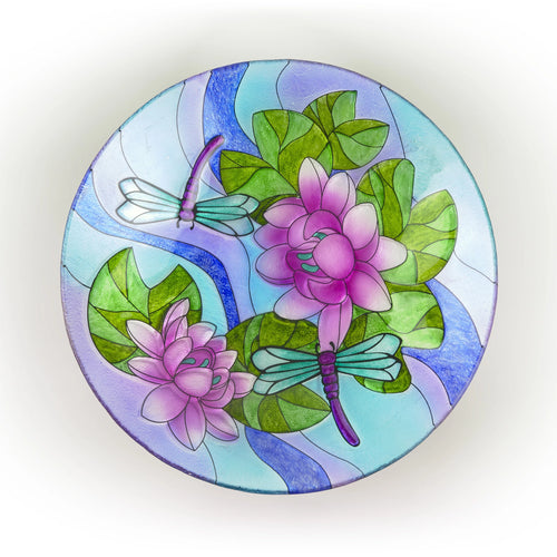18" Multicolor Painted Glass Birdbath Bowl G84815