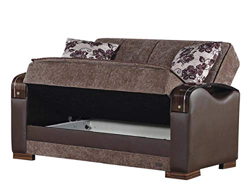Brown Convertible Sofa Bed with Storage Space Includes 2 Pillows R71272