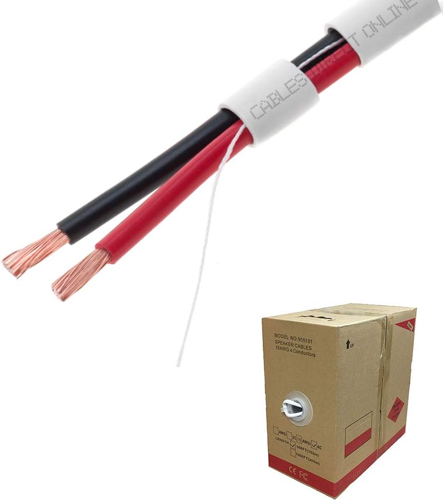 500FT 18/2 18AWG CL2 Oxygen Free Pure Copper Speaker Wire G803