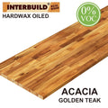 Acacia 6 ft. L x 25 in. D x 1.5 in. T Butcher Block Countertop in Golden Teak Stain L396937