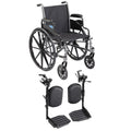 Folding Wheelchair 22 Inch Seat with Padded Legrests & Desk Arms Y270