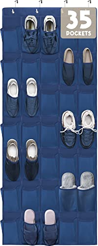 35 Mesh Pockets Blue Hanging Shoe Organizer A5768