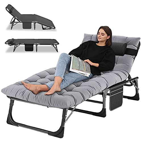 Adjustable 4-Position Folding Camping Cot with Pillow Y134858