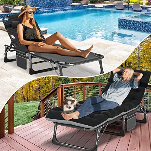 Adjustable 4-Position Folding Camping Cot with Pillow Y134858