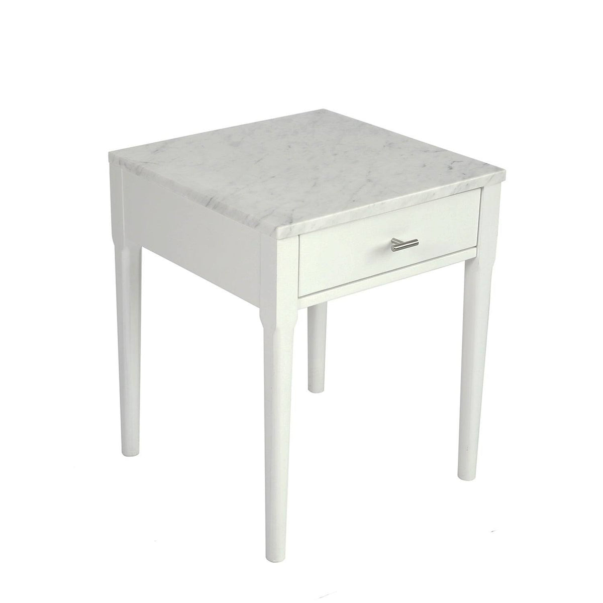 Square Italian Carrara White Marble Side Table with Legs - Tan M931112