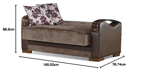 Brown Convertible Sofa Bed with Storage Space Includes 2 Pillows R71272