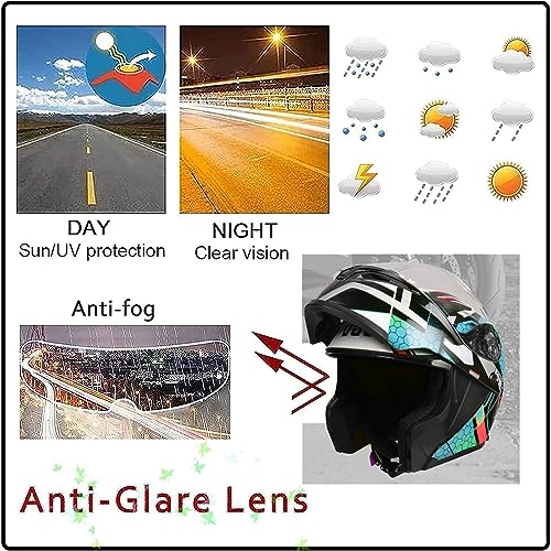 Flip up Front Motorcycle Helmet, Night Vision Modular Integrated Helmet, Lightweight Helmet U674