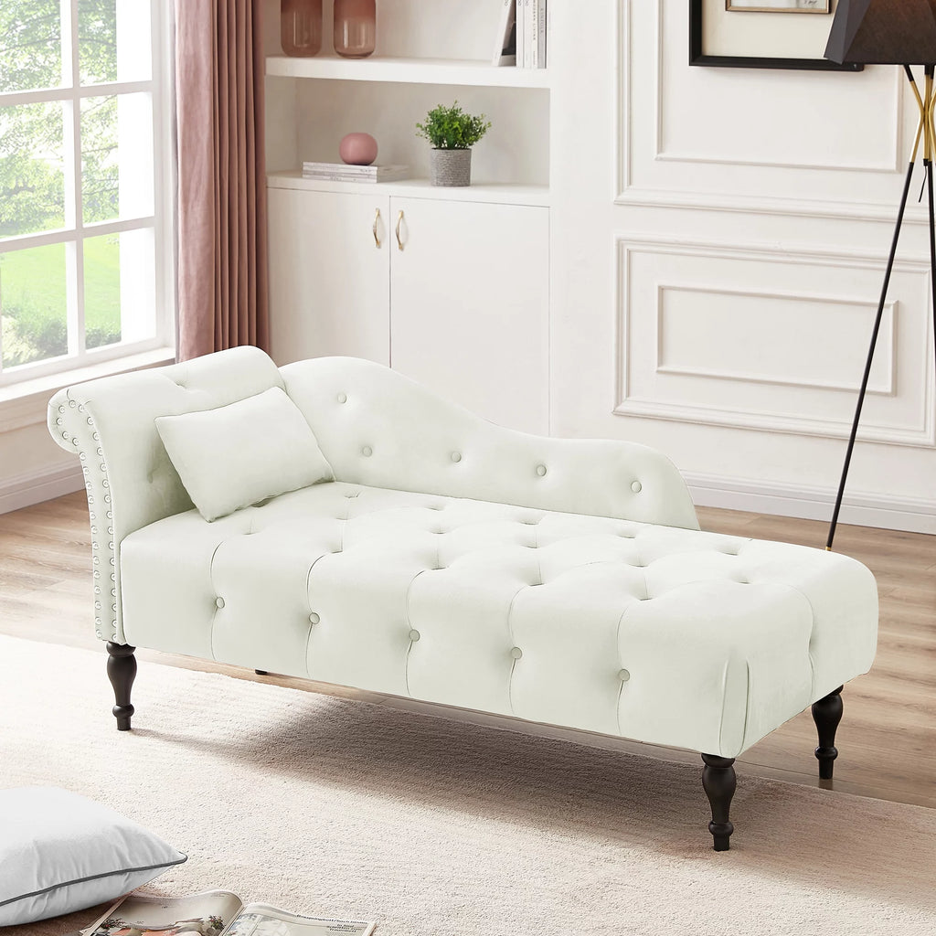 Velvet Chaise Lounge with Pillow F599542