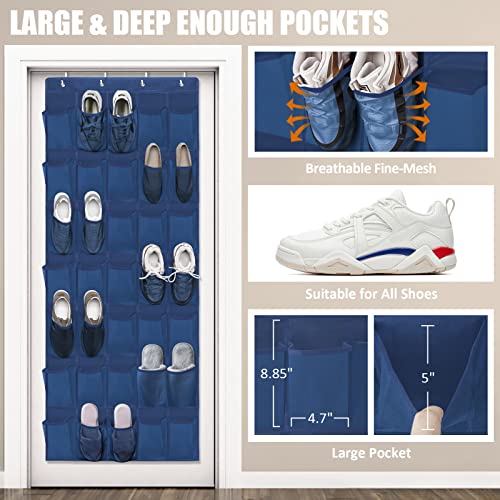 35 Mesh Pockets Blue Hanging Shoe Organizer A5768