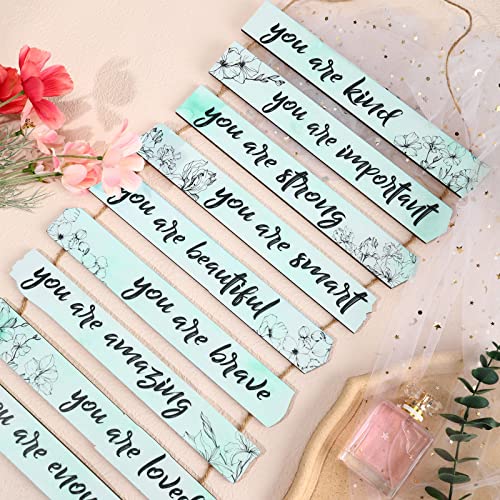 9 Pieces Inspirational Floral Wall Decors Light Purple Wooden Hanging Wall Art Q59768
