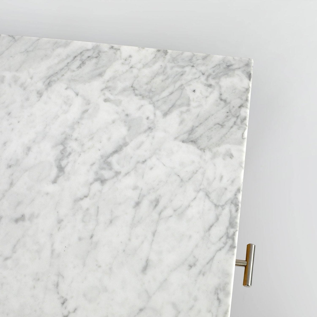 Square Italian Carrara White Marble Side Table with Legs - Tan M931112