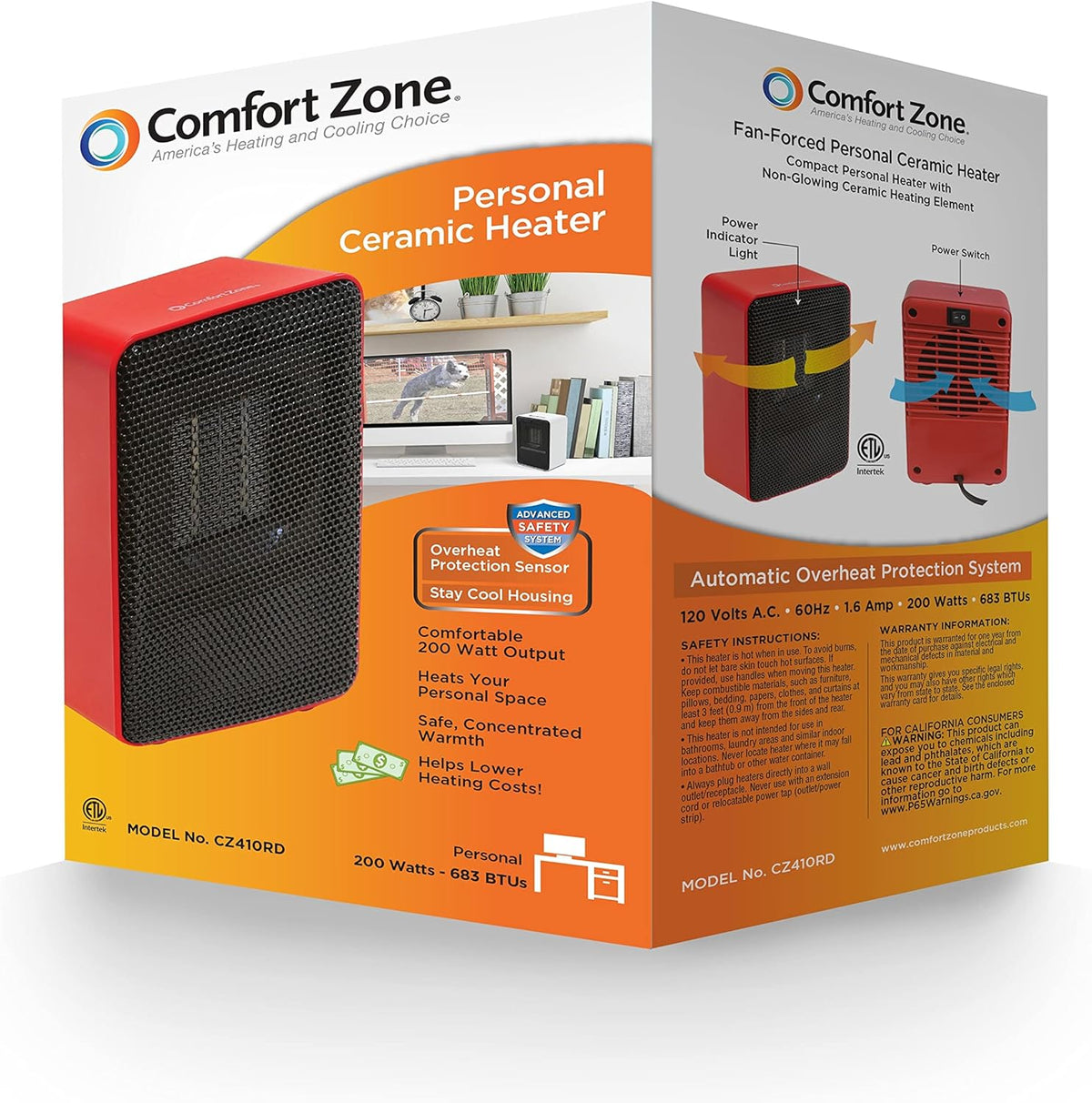 Red 200 Watt Portable Ceramic Desktop Heater A789742