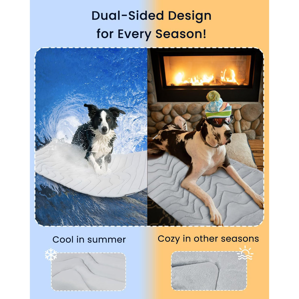 36" x 23" Reversible Cooling Mat, Glacial Grey J363