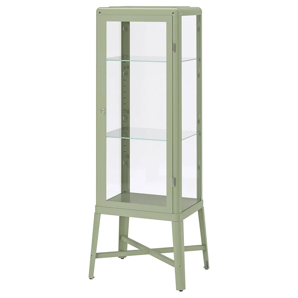 Pale Gray-Green Glass-Door Cabinet K5106