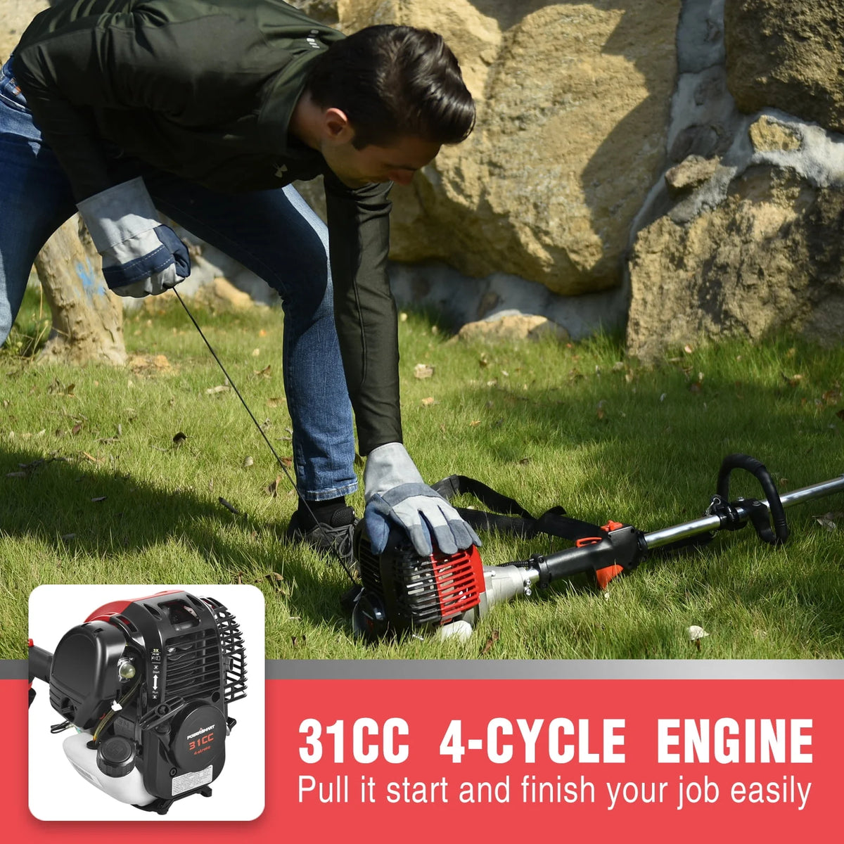 4-Cycle 31cc 15lb Straight Shaft Gas String Trimmer F8643