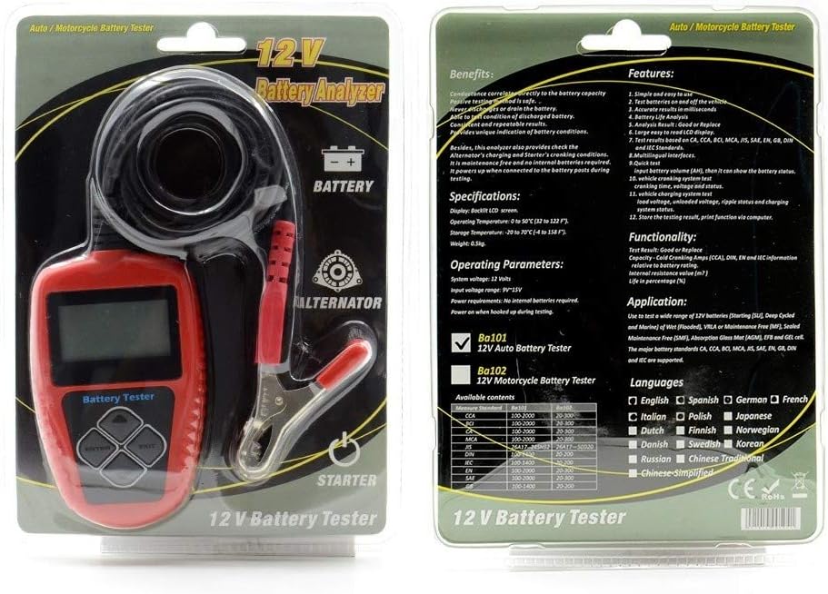 Auto Battery Tester 00-1100 CCA Digital Analyzer T41329