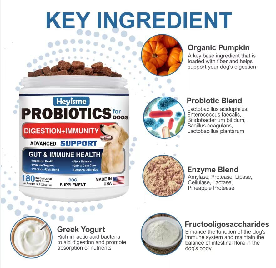 180 Chews Bacon Dog Probiotics A8857