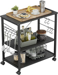 3 Tier Kitchen Serving Cart with Wheels and 10 Hooks R482