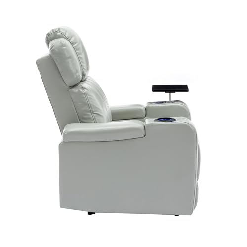 Black Electric Recliner Chair with Cup Holder Bluetooth Speaker LED Lights USB Ports Tray Table Arm Storage X6855