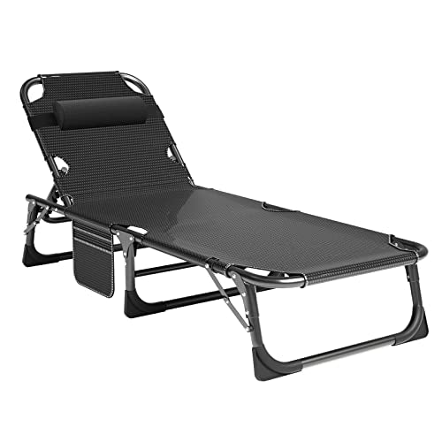 Adjustable 4-Position Folding Camping Cot with Pillow Y134858