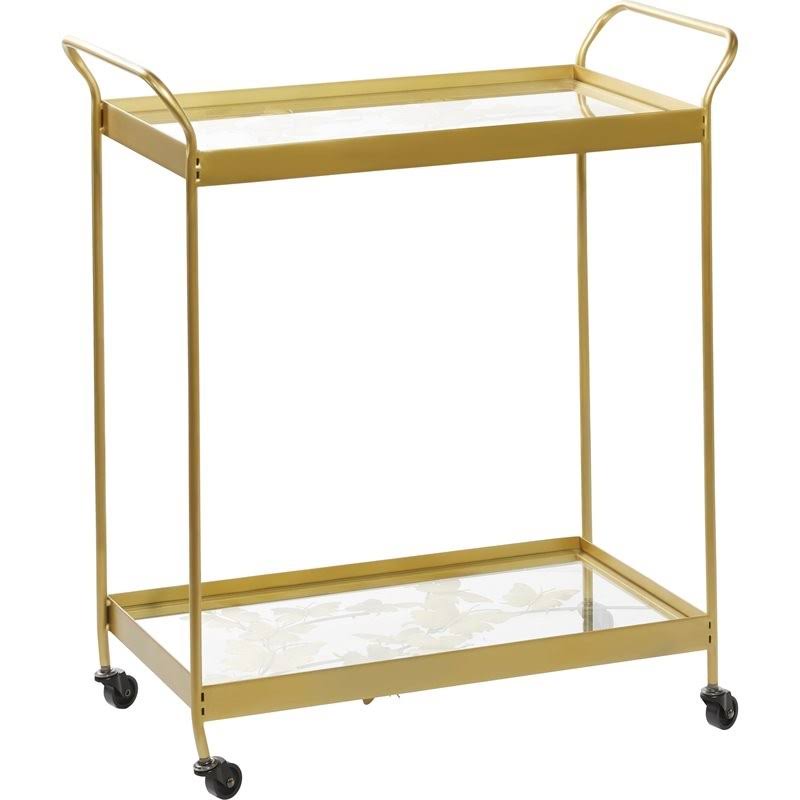 Gold Metal Contemporary Bar Cart N34226