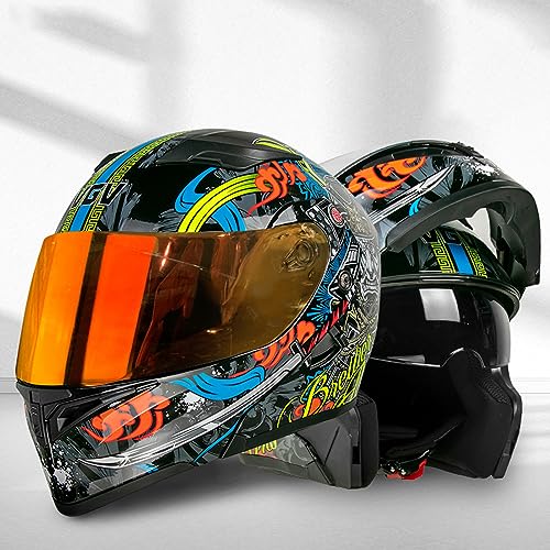 Flip up Front Motorcycle Helmet, Night Vision Modular Integrated Helmet, Lightweight Helmet U674