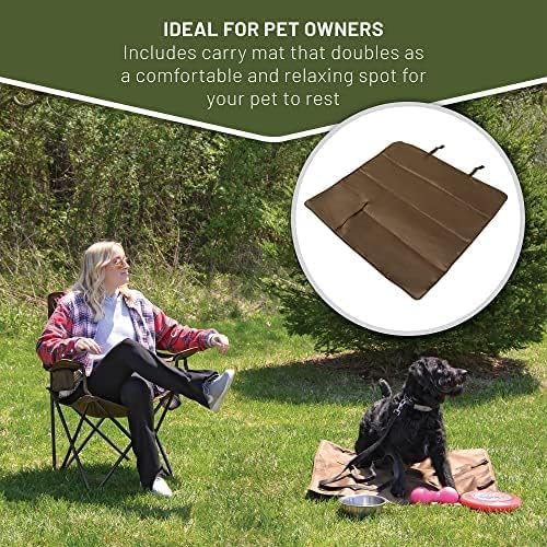 Collapsible Armrests Cup Holder Carry Mat Pet Leash Heavy Duty Foldable Chair Earth Brown M390