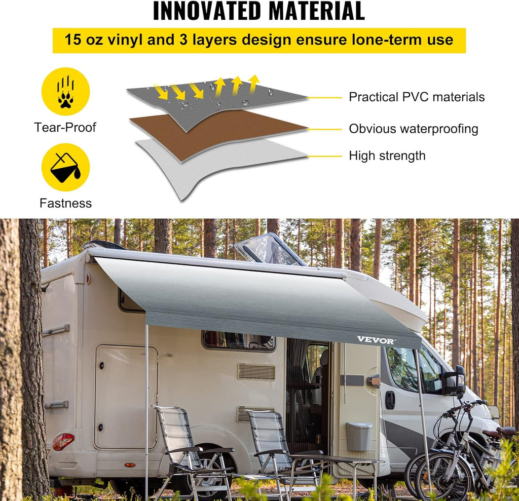 15 FT Gray Fade Vinyl RV Awning Replacement Fabric Q26523