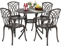 Black 5 Pcs Cast Aluminum Patio Dining Set A3786