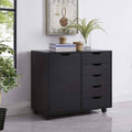 Black 5-Drawer Storage Cabinet with Shelves S68410
