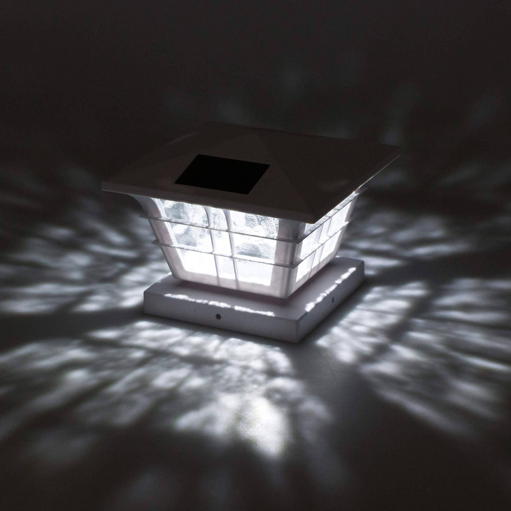 White Solar Post Cap Light with Base Adapter 12 Pack E871992