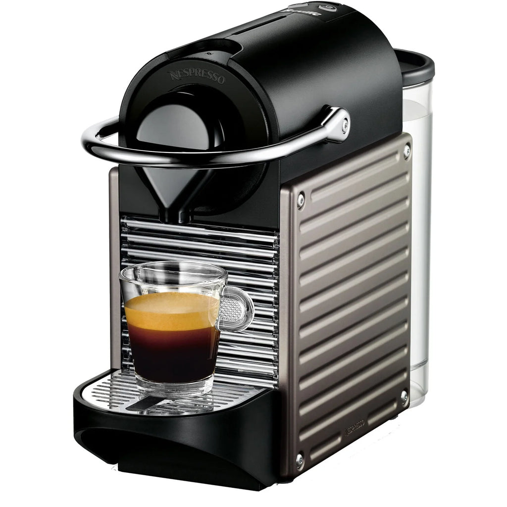 Electric Titanium Single-Serve Espresso Machine with Black Milk Frother K98690