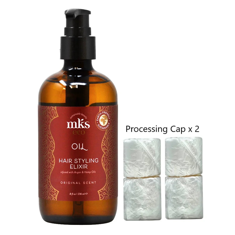 Original Oil Hair Styling Elixir 8oz with Processing Cap 2 Packs X233