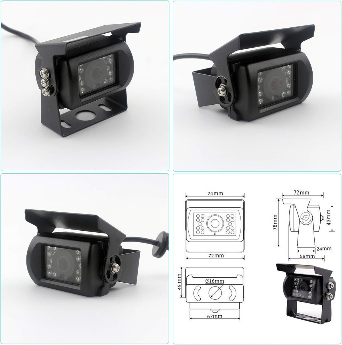 9 inch Monitor Car Backup Camera System with Quad Split Screen CCD Waterproof Night Vision Rear View Camera K173875