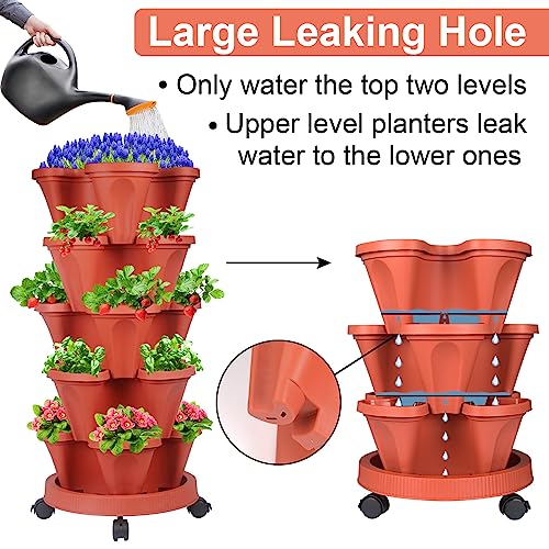 7 Tier Stackable Planters with Removable Wheels U23918