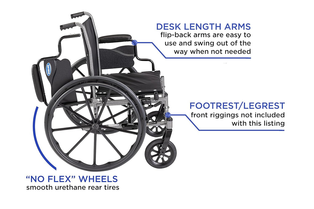 Folding Wheelchair 22 Inch Seat with Padded Legrests & Desk Arms Y270