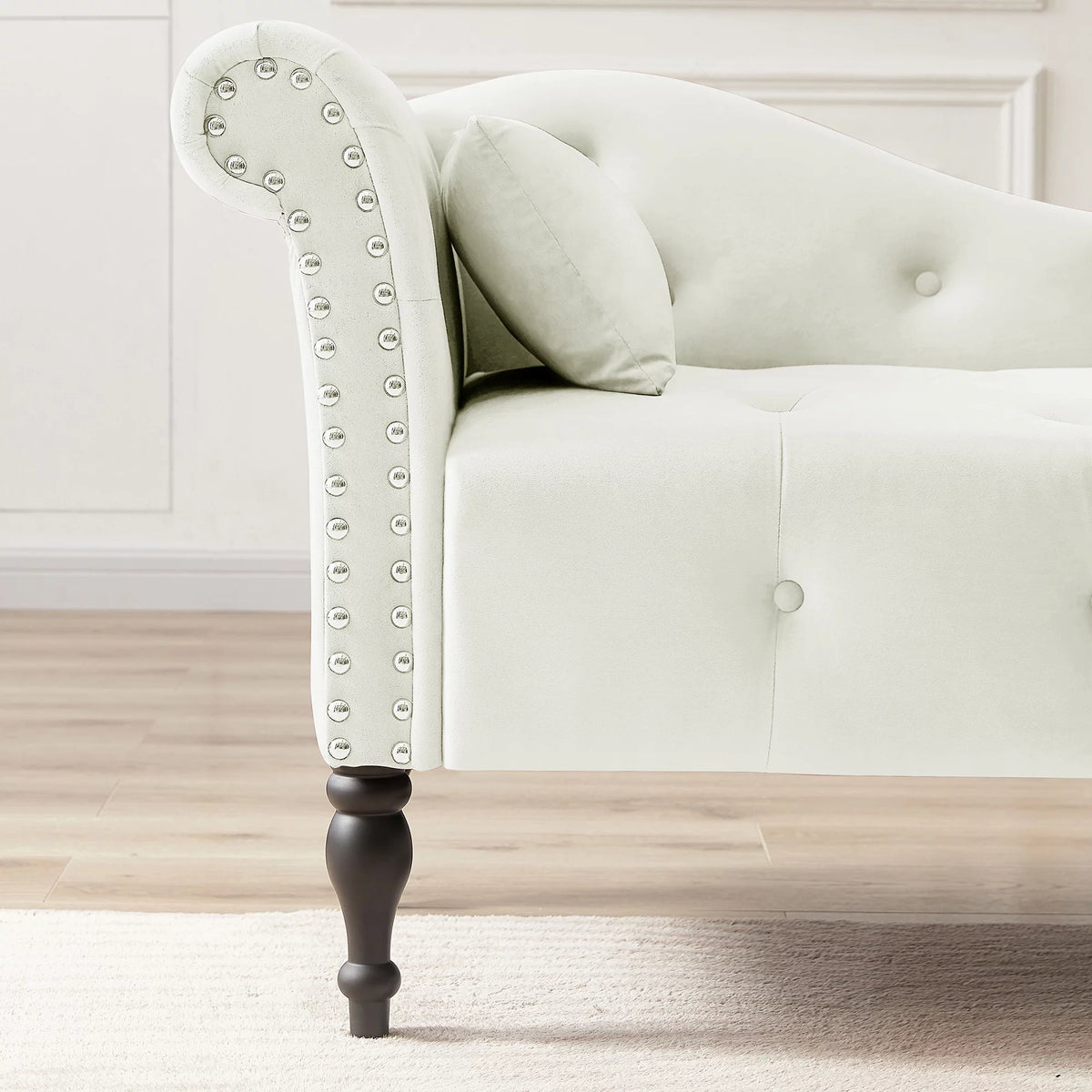 Velvet Chaise Lounge with Pillow F599542