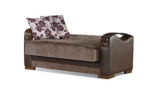 Brown Convertible Sofa Bed with Storage Space Includes 2 Pillows R71272