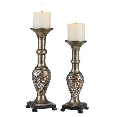 2 Piece Polyresin Candlestick Set T161978