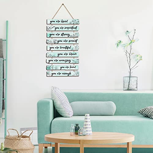 9 Pieces Inspirational Floral Wall Decors Light Purple Wooden Hanging Wall Art Q59768